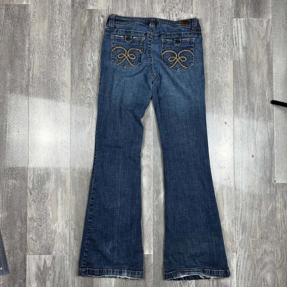 H2J Production y2k Mid Rise Bootcut Jeans with Embossed Back Pockets